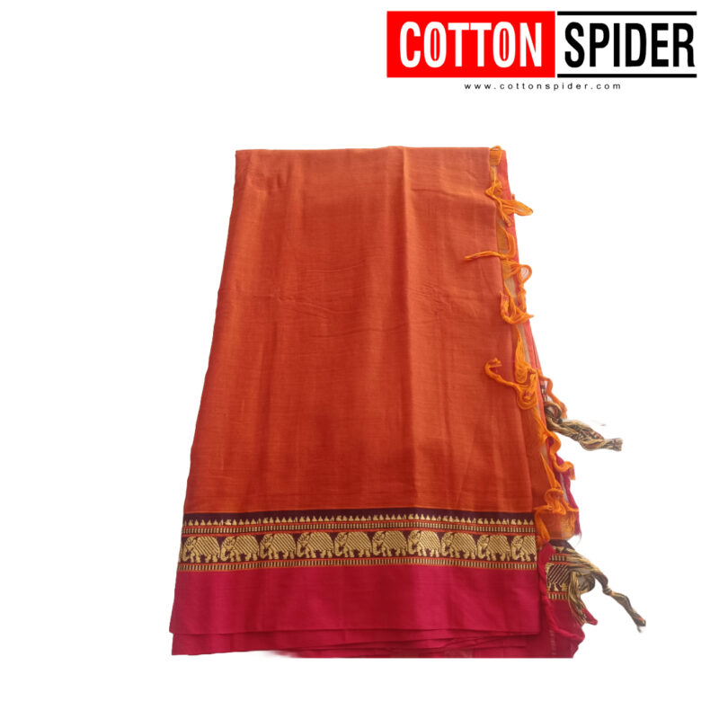 Narayanpet Orange Saree - Image 2