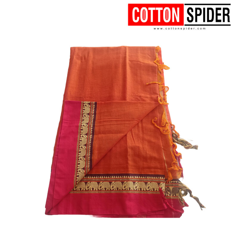 Narayanpet Orange Saree - Image 3