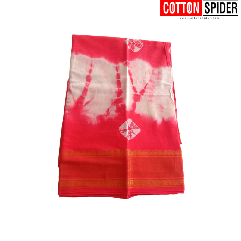 Sungudi Light Pink Saree with Pink Border - Image 3