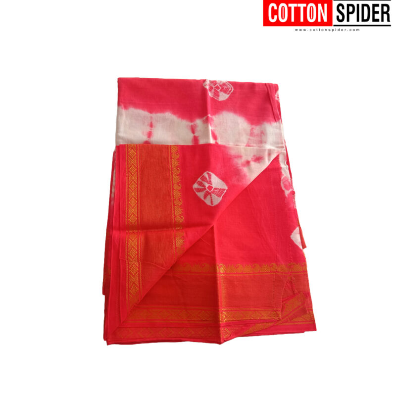 Sungudi Light Pink Saree with Pink Border - Image 2
