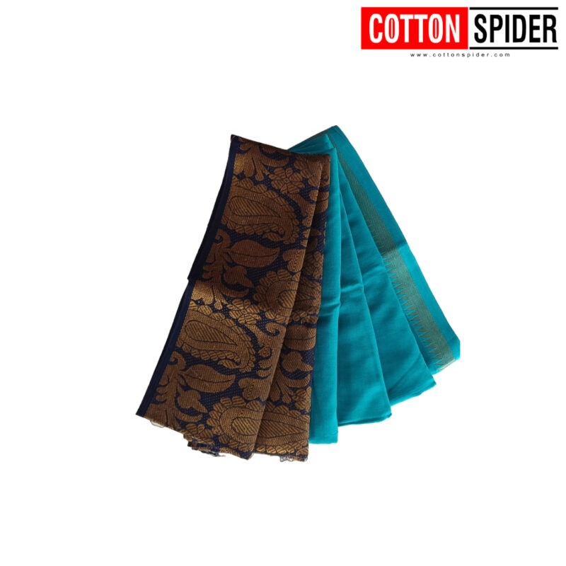 Sungudi Blue Saree with Dark Blue Border