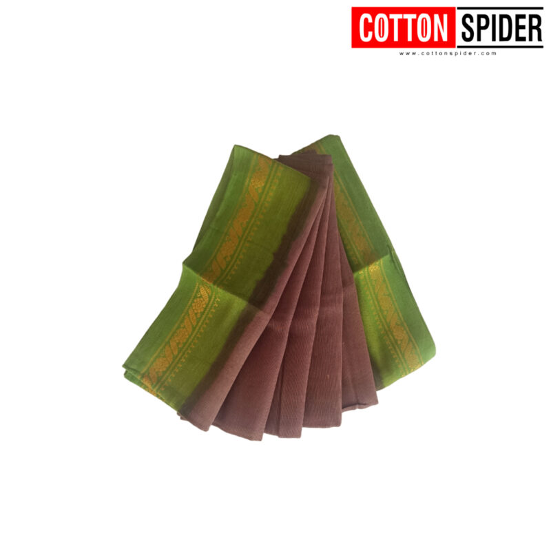 Sungudi Brown Saree with Green Border