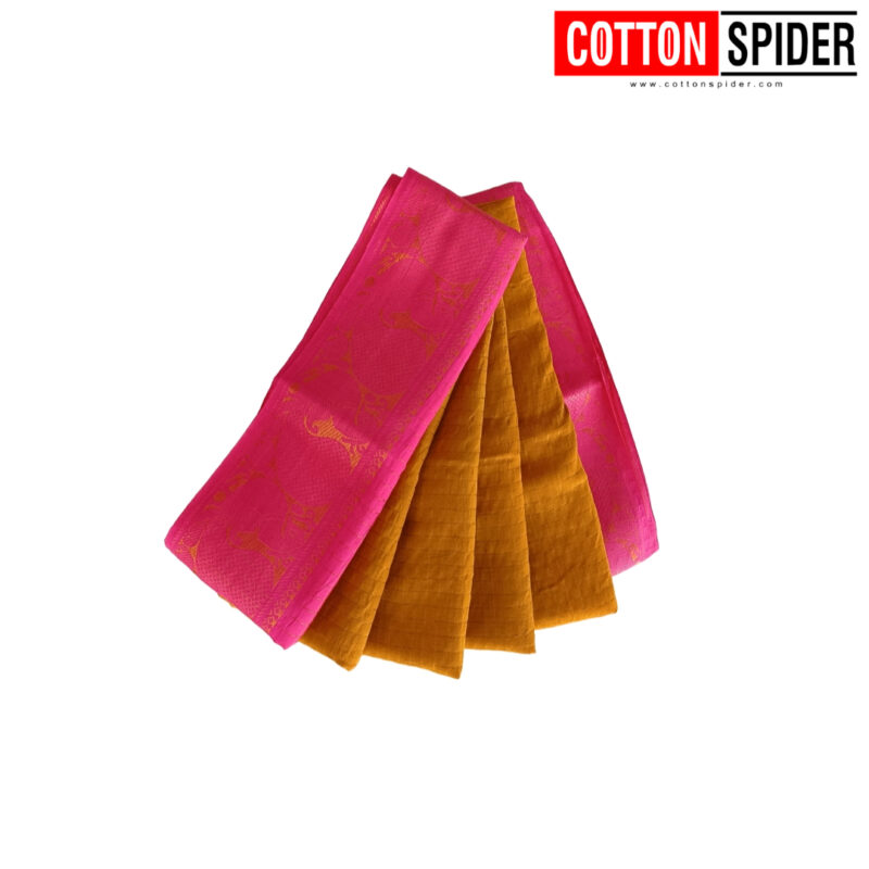 Sungudi  Yellow Saree with Pink Border