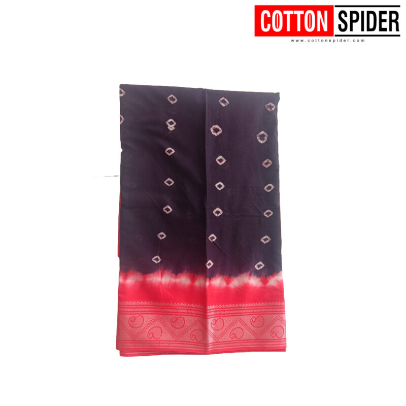 Sungudi  Blue Saree with Pink Border - Image 3