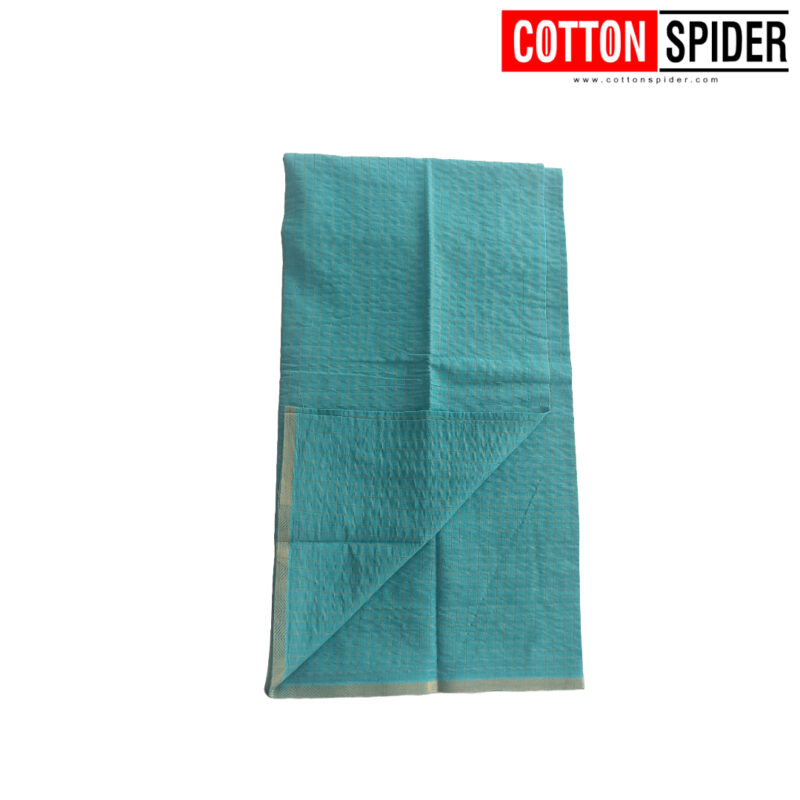 Sungudi Light Blue Saree with Grey Border - Image 2