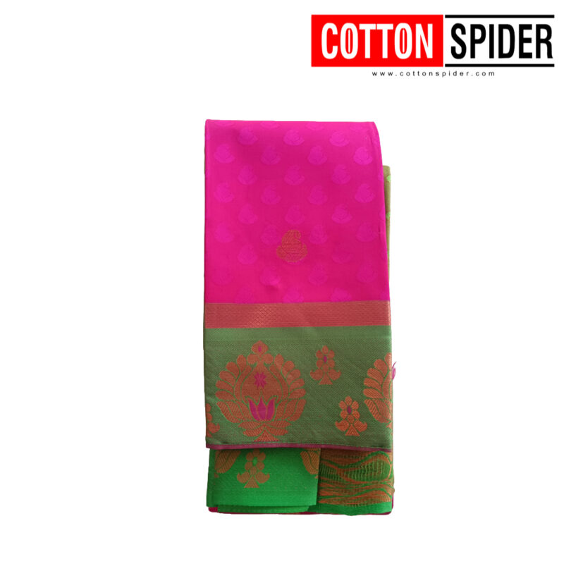 Soft Silk Pink Saree with Green Border