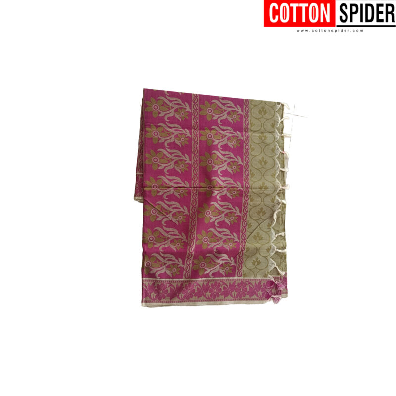 Emboster Olive Green with  Diffrent Pink Design Saree - Image 3