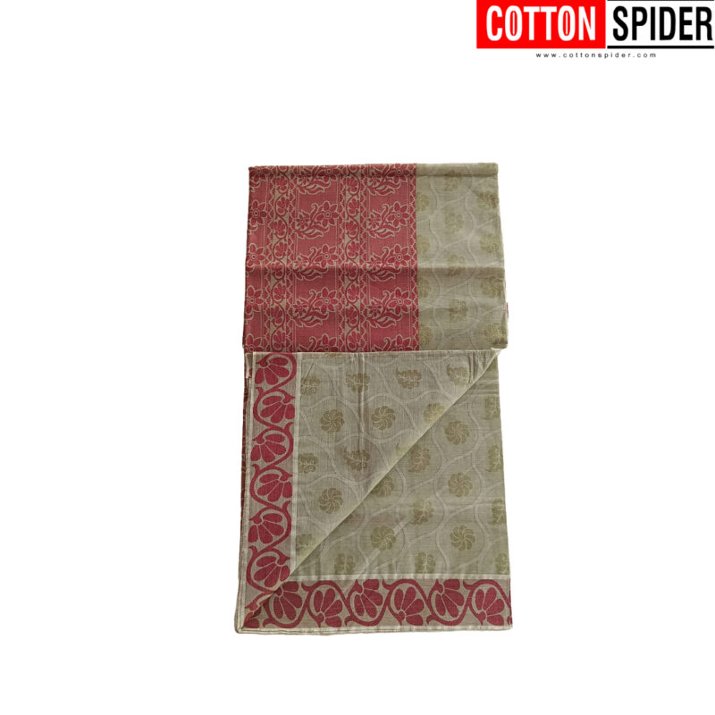 Emboster Olive Green with Pink Design Saree - Image 2