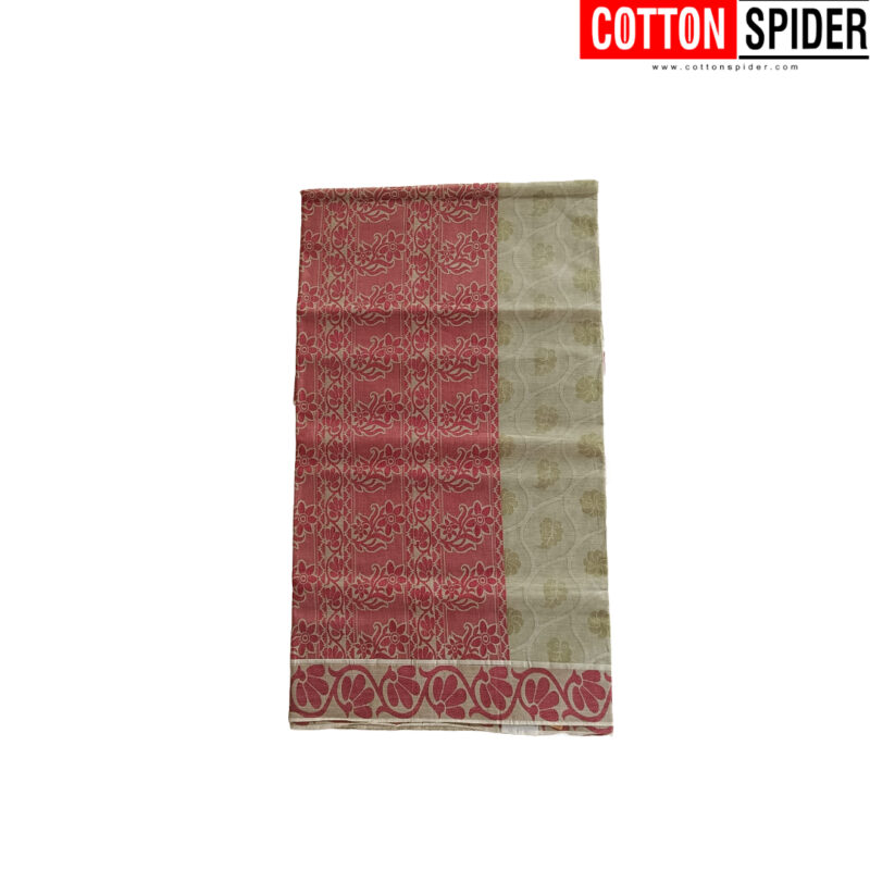 Emboster Olive Green with Pink Design Saree - Image 3