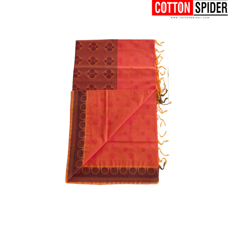 Emboster Pink Shde with Brown Saree - Image 2