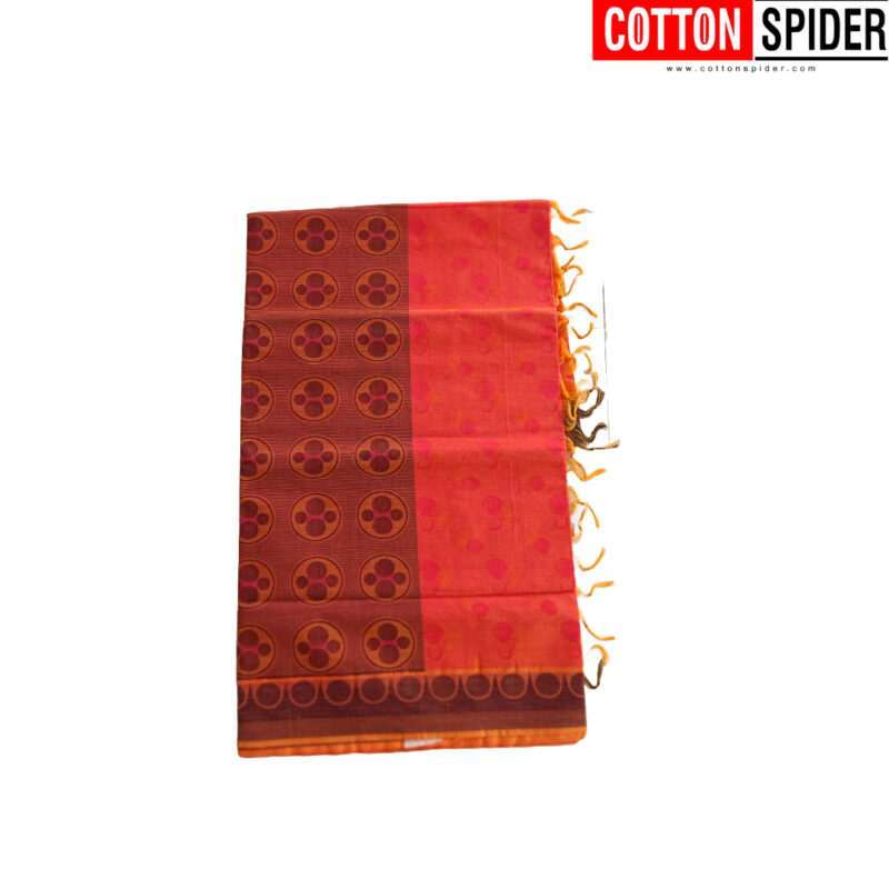 Emboster Pink Shde with Brown Saree - Image 3