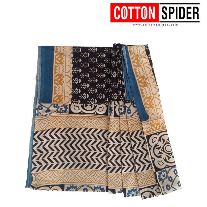 MulMul Sandle with Blue Saree