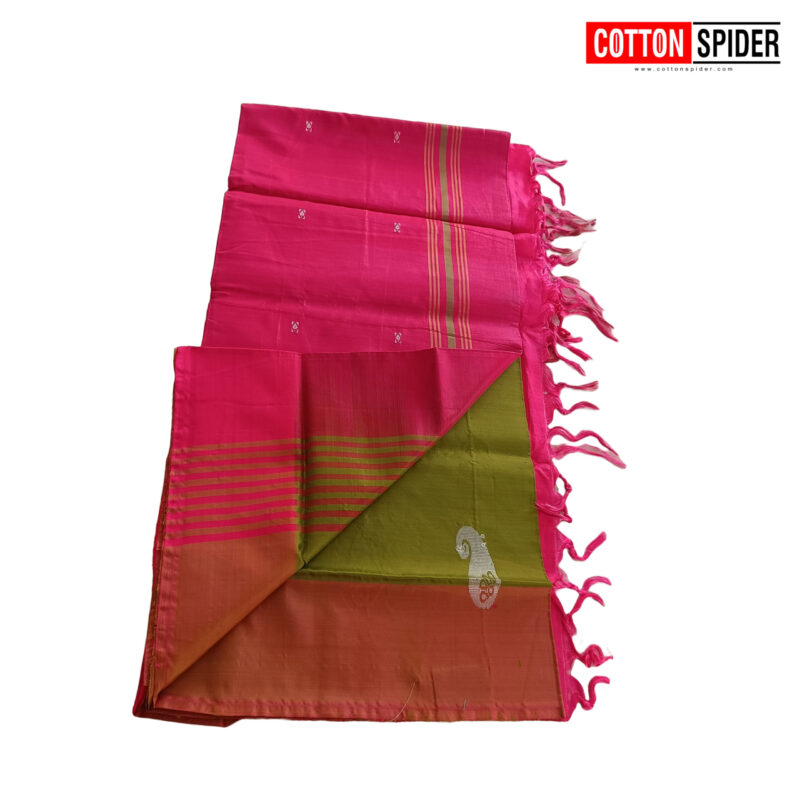 Valainar Pink  with Green Saree - Image 3