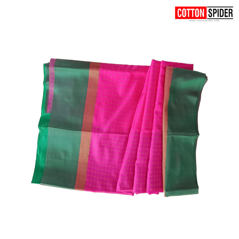 Arani Silk Pink with Green Border Saree