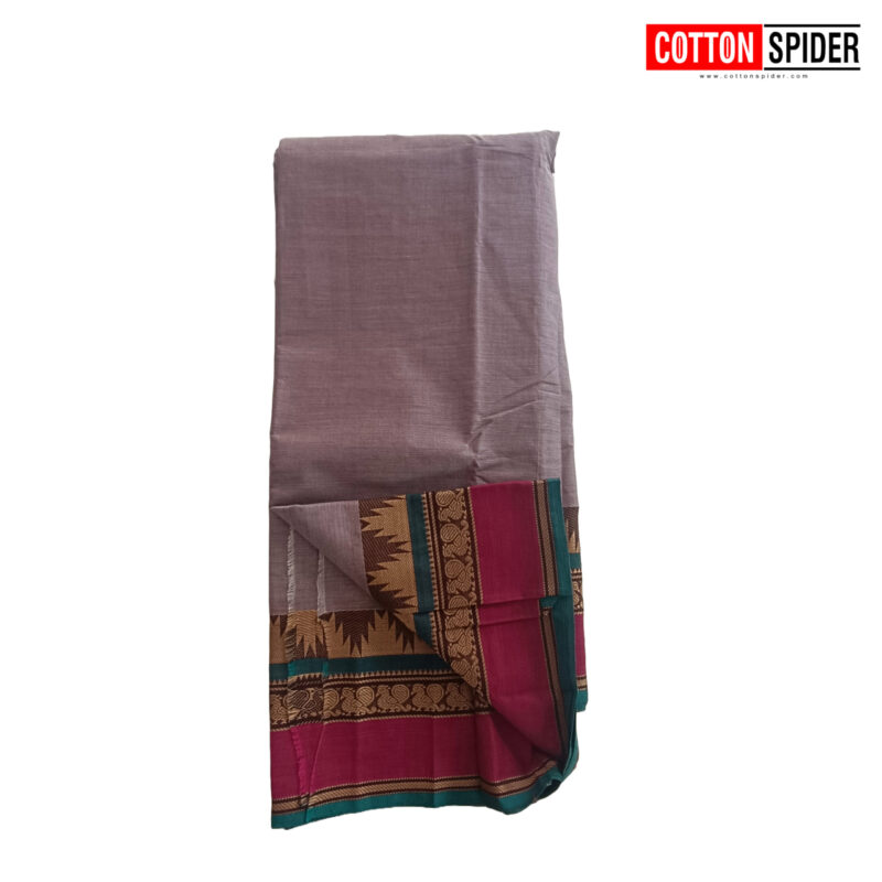 Chettinad Pink & Gray Saree - Image 2