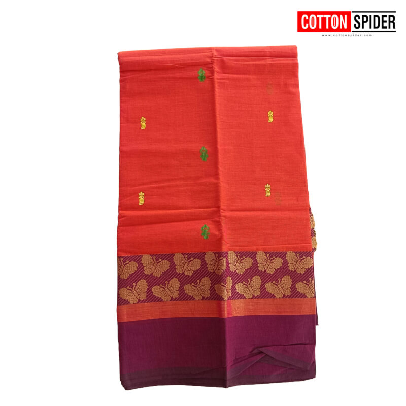 Chettinad Orange Saree - Image 2