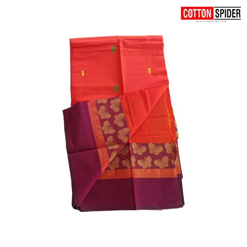 Chettinad Orange Saree - Image 3
