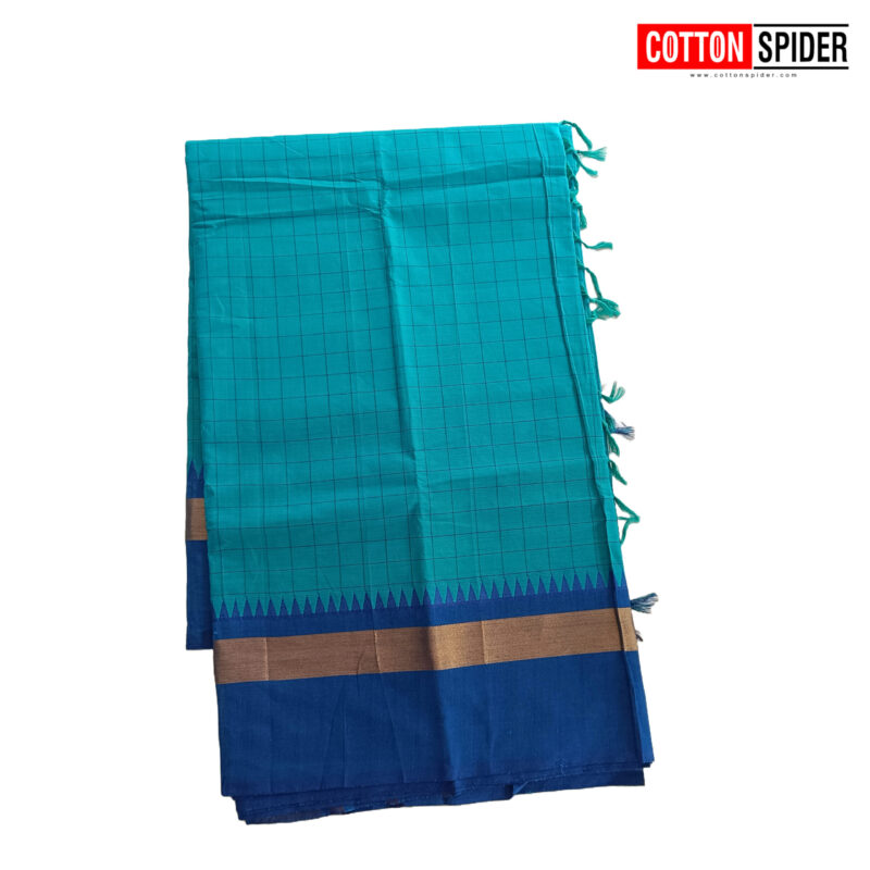 Chettinad Blue Saree - Image 2