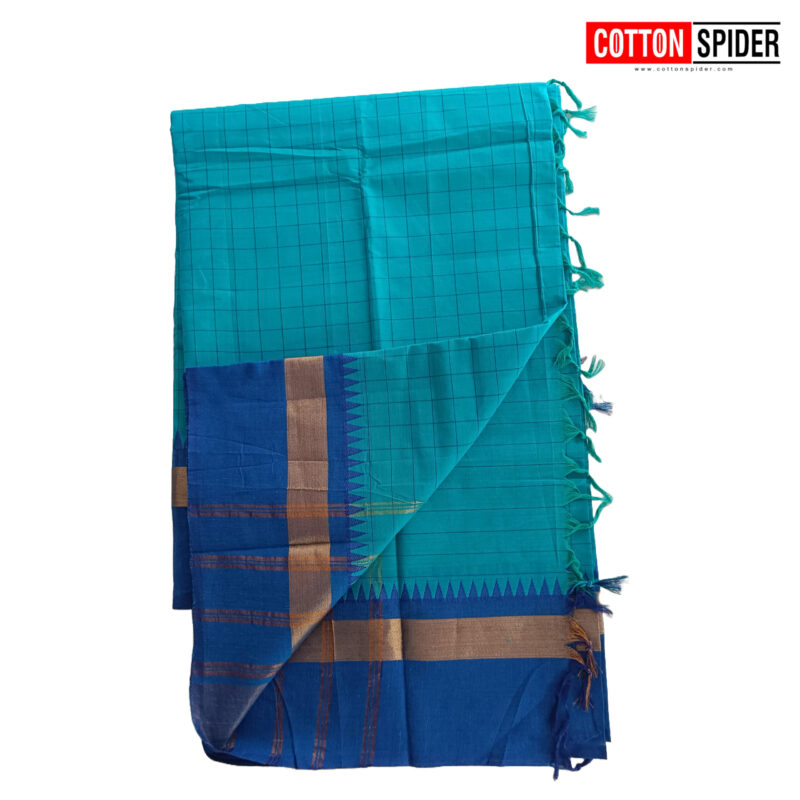 Chettinad Blue Saree - Image 3