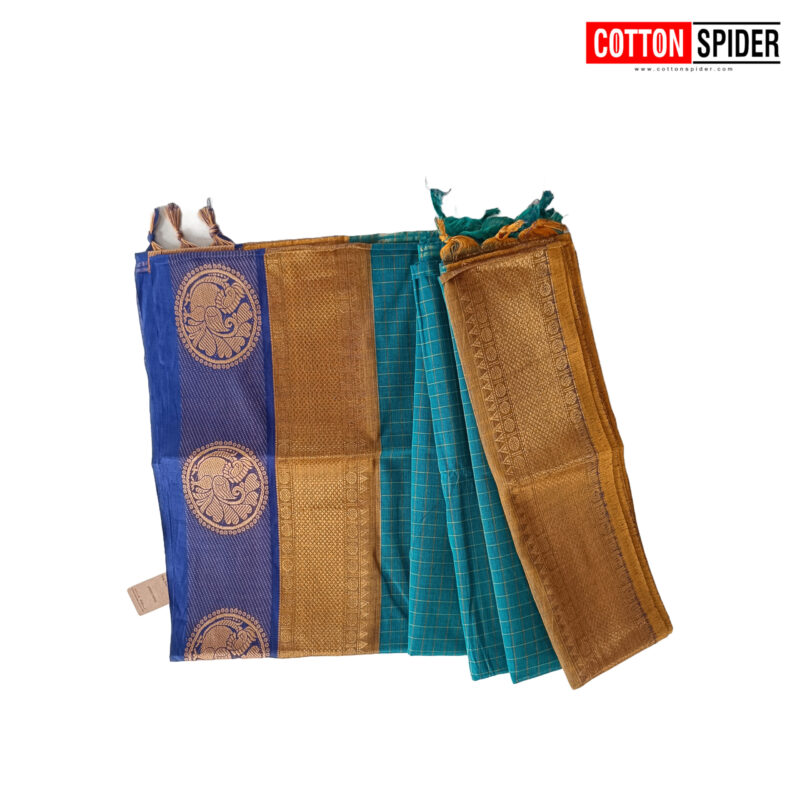 Chettinad Sky with Dark Border Saree