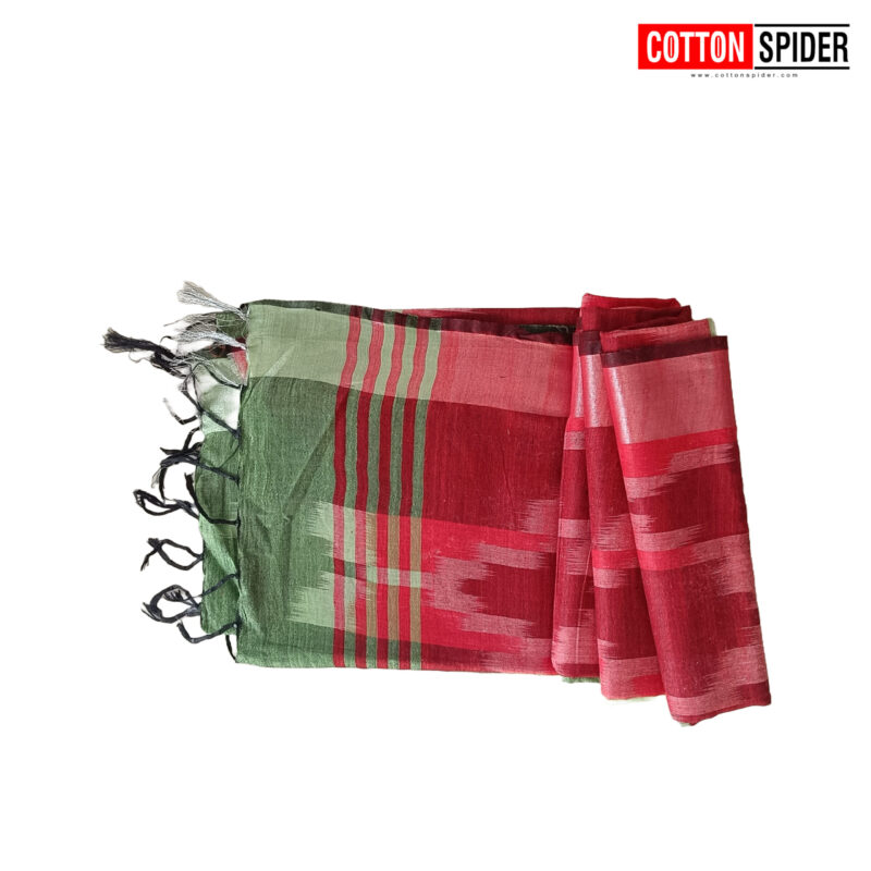 Pochampally   Green with Pink and White Design saree