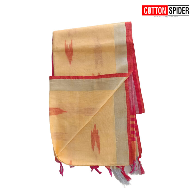 Pochampally  Pink & Yellow Design saree - Image 3
