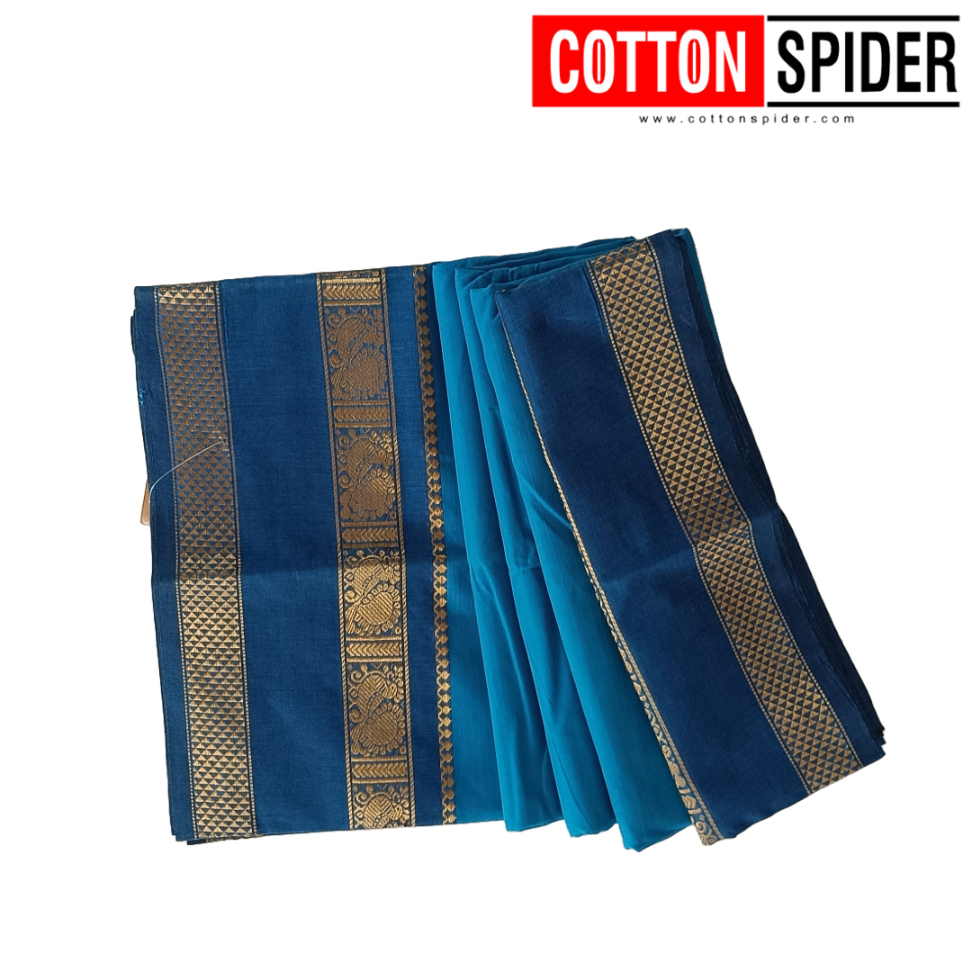 Chettinad Blue Saree with Dark Border