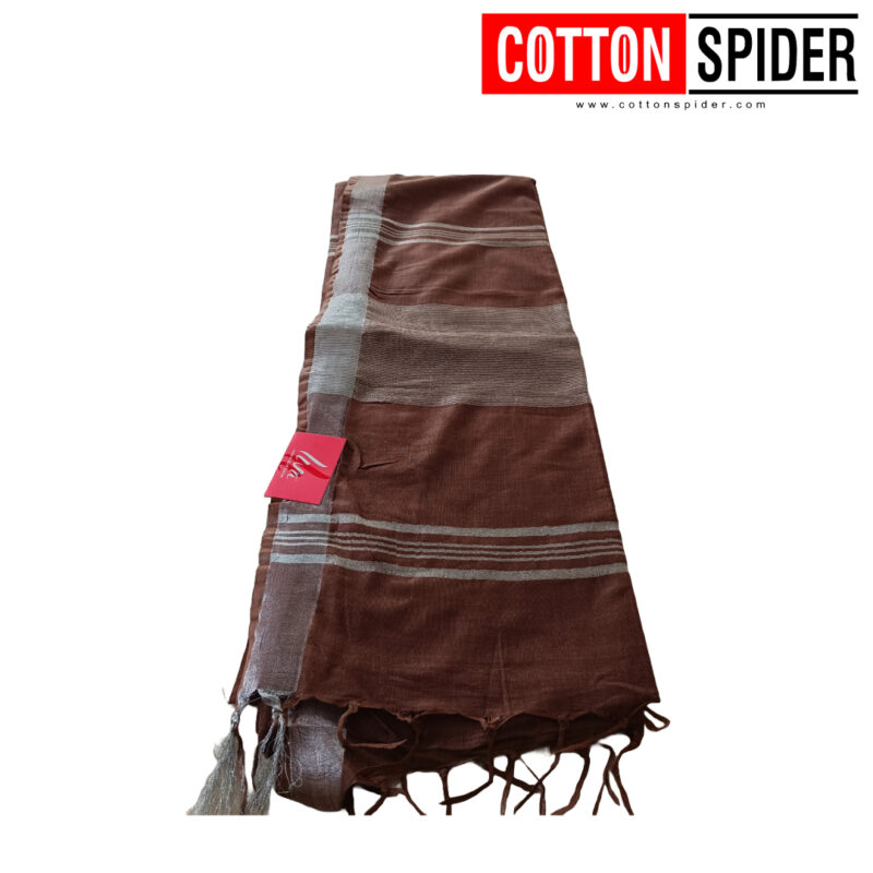 Linen Brown Saree - Image 2