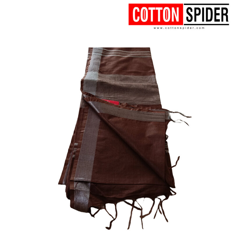 Linen Brown Saree - Image 3