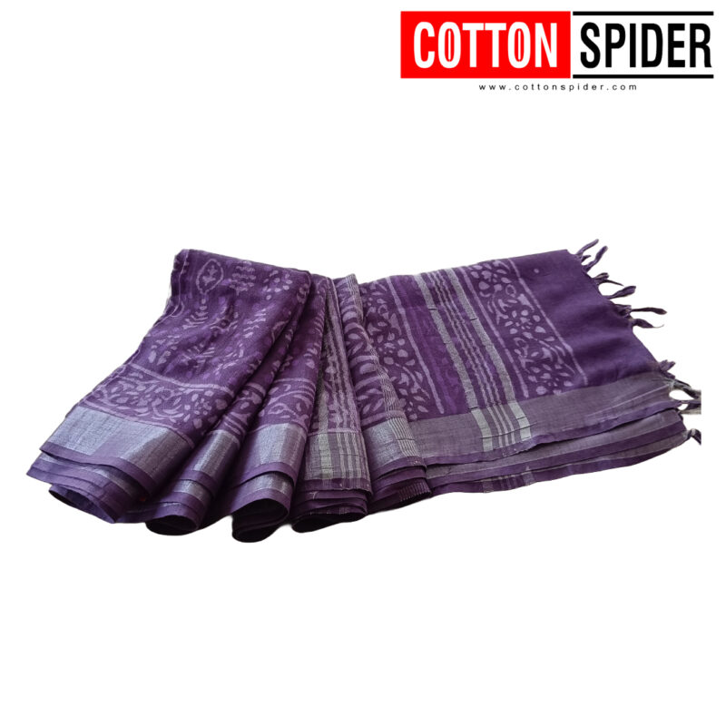 Linen Purple Saree