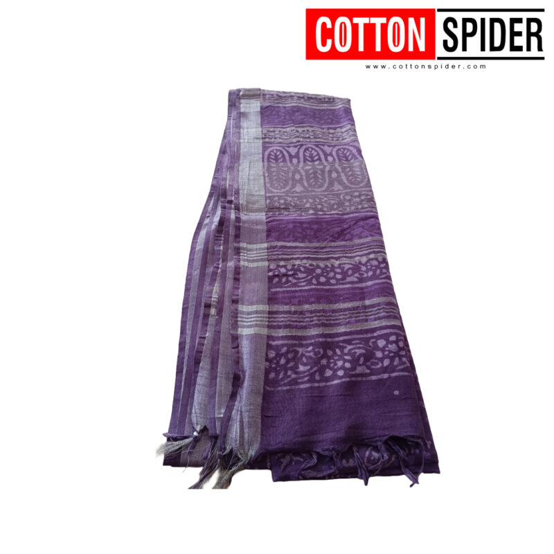 Linen Purple Saree - Image 2