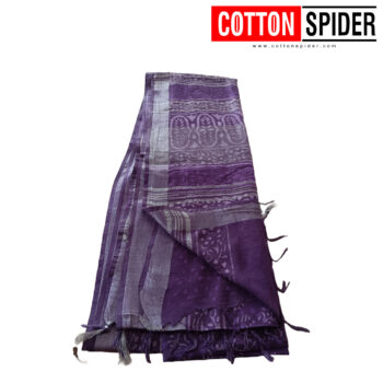 Linen Purple Saree - Image 3