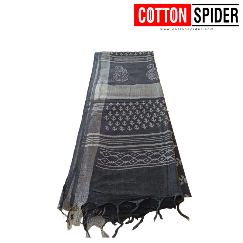 Linen Black Saree - Image 2
