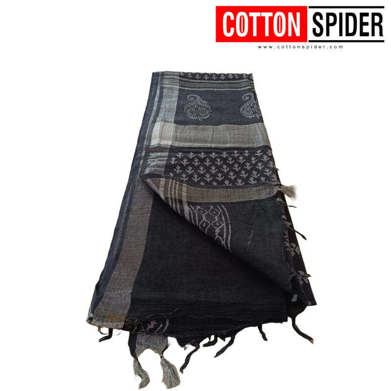 Linen Black Saree - Image 3