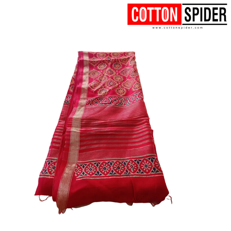 Crepe Red Saree - Image 2