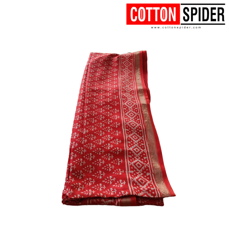Crepe Red Saree - Image 2