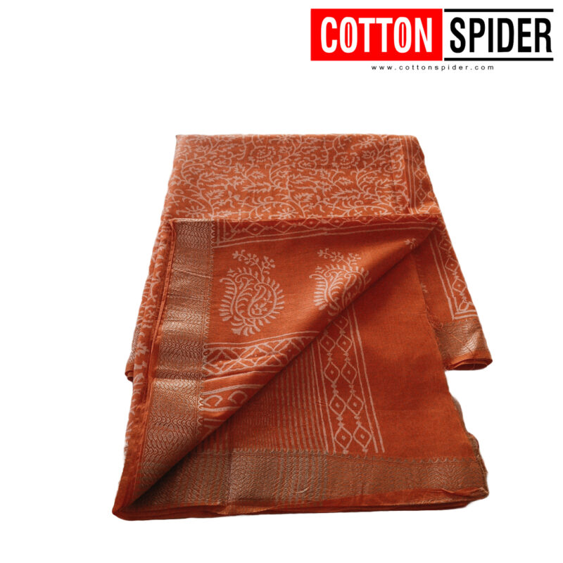 Maheswari Orange Saree - Image 3