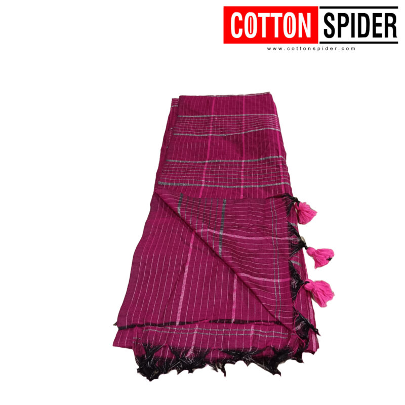 Khadi Violet Saree - Image 3