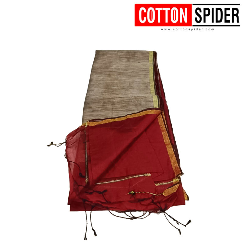 Khadi Red Saree - Image 3