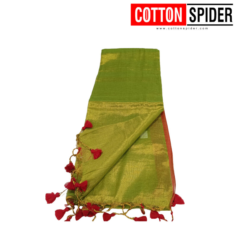 Khadi Light Green Saree - Image 3