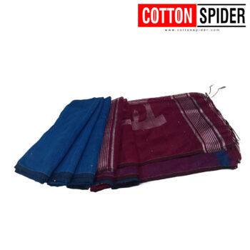 Khadi  Blue & Brown Saree