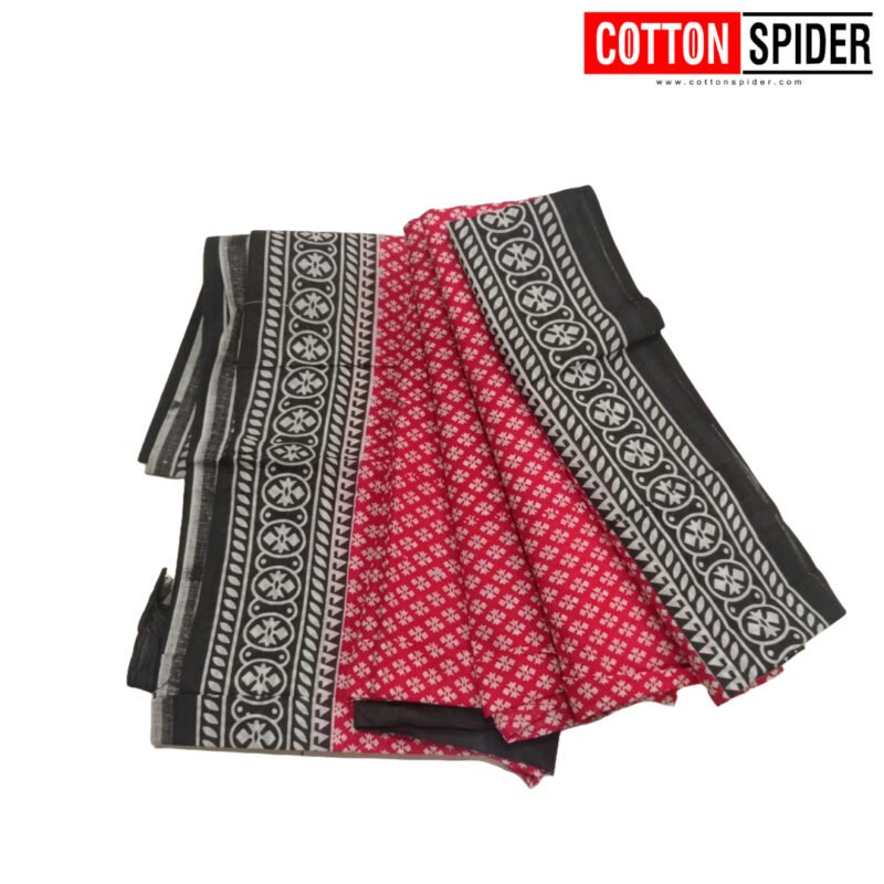 MulMul Red & Black Saree
