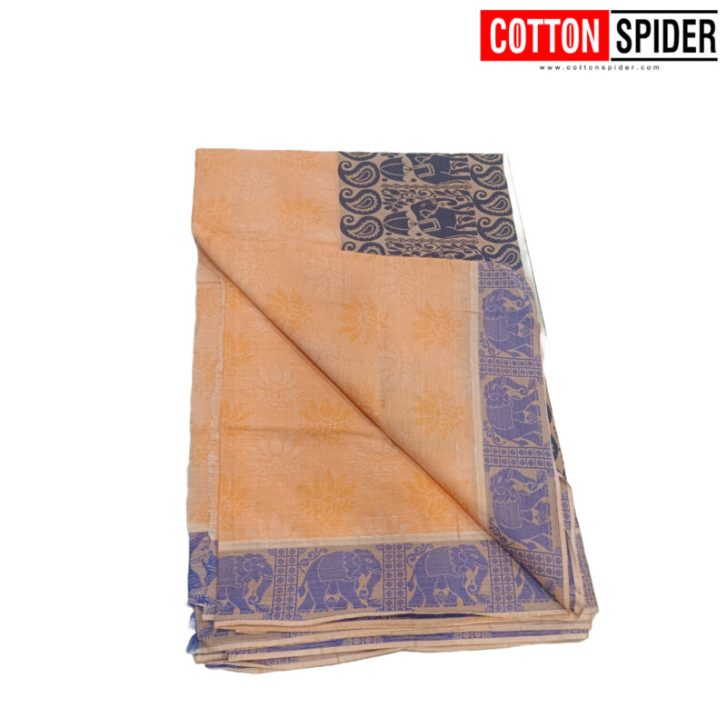 Emboster Orange with Blue Saree - Image 3