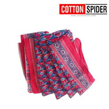 MulMul Red & Blue  Saree