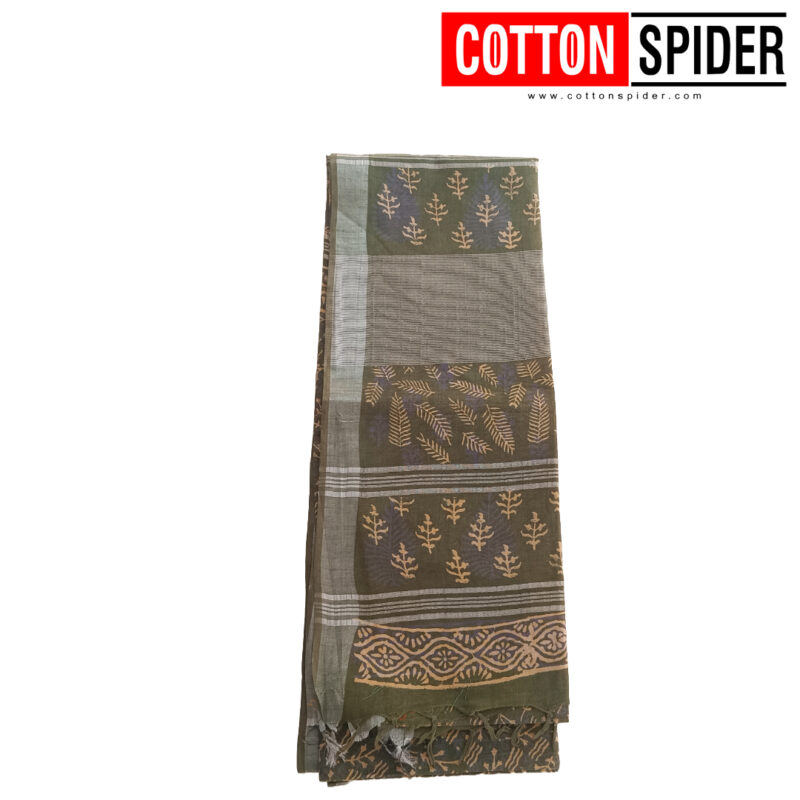Linen Green Saree - Image 2