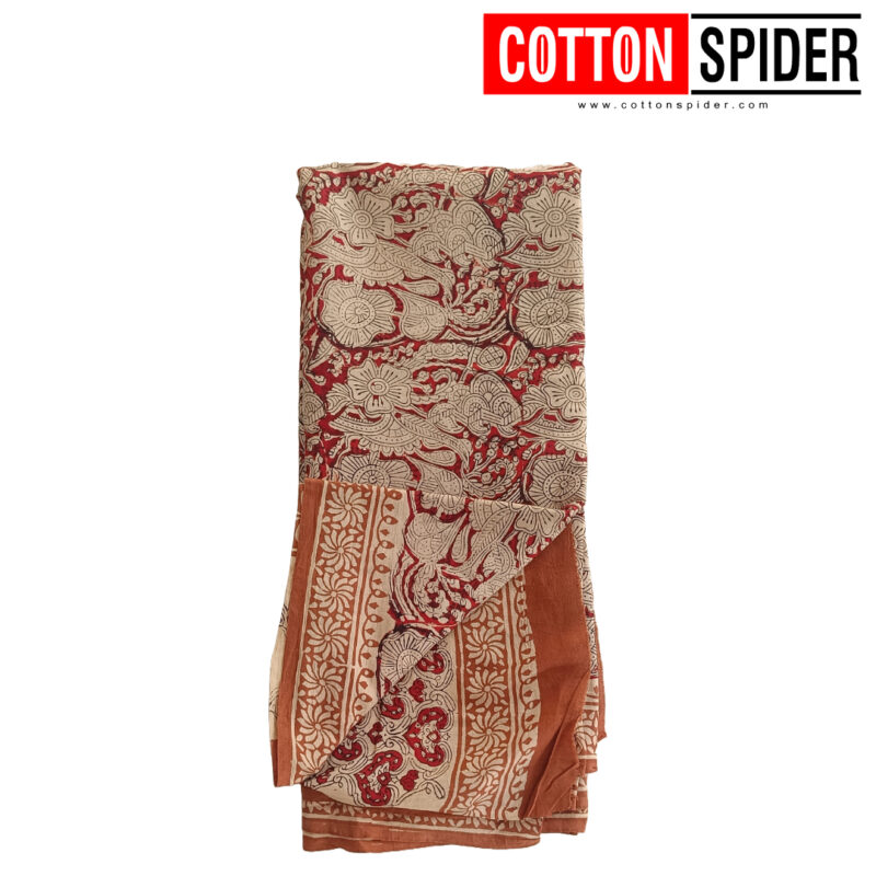 MulMul Sandle with Red Saree - Image 3