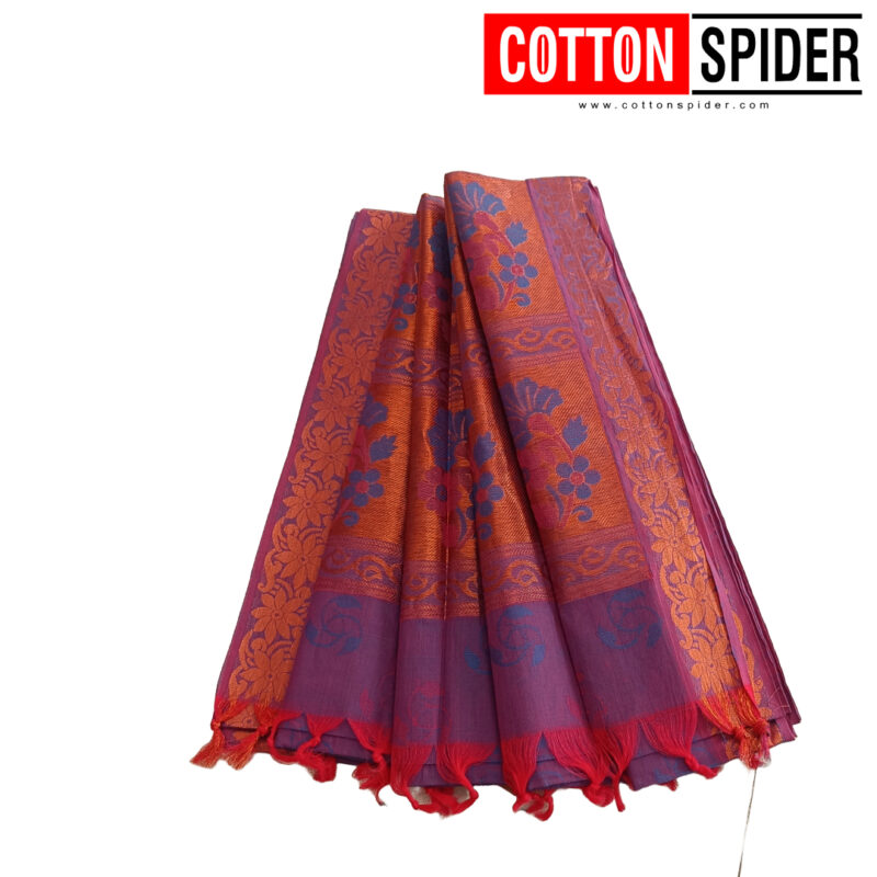 Negamam Purple Saree  With  Golden Border