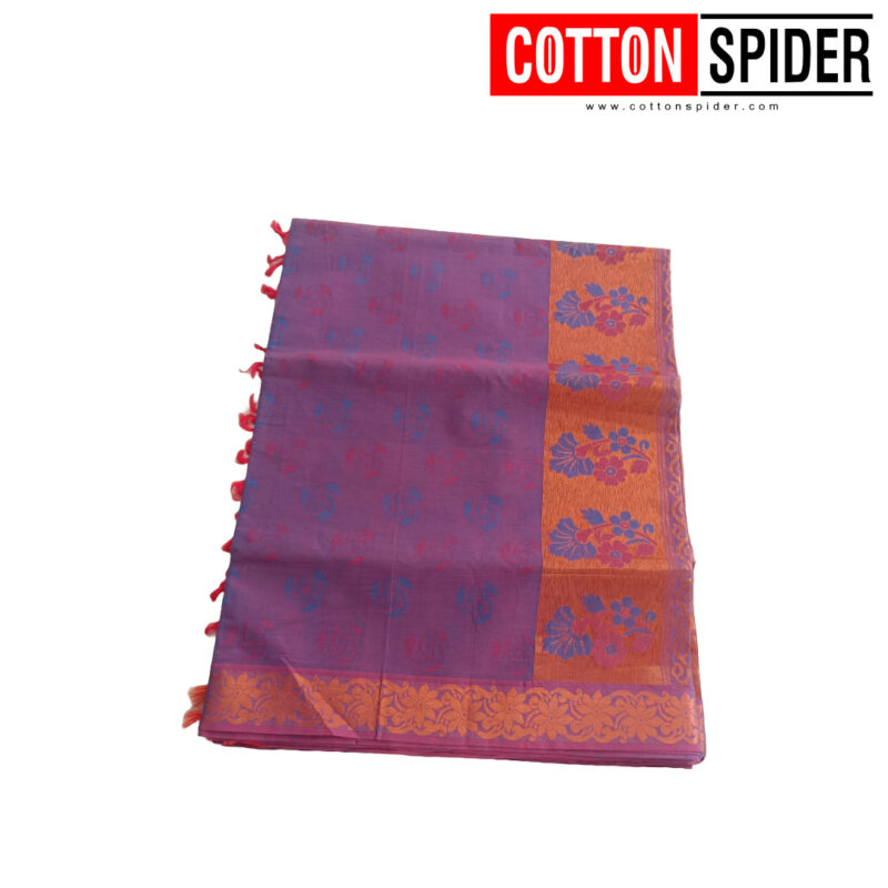 Negamam Purple Saree  With  Golden Border - Image 2