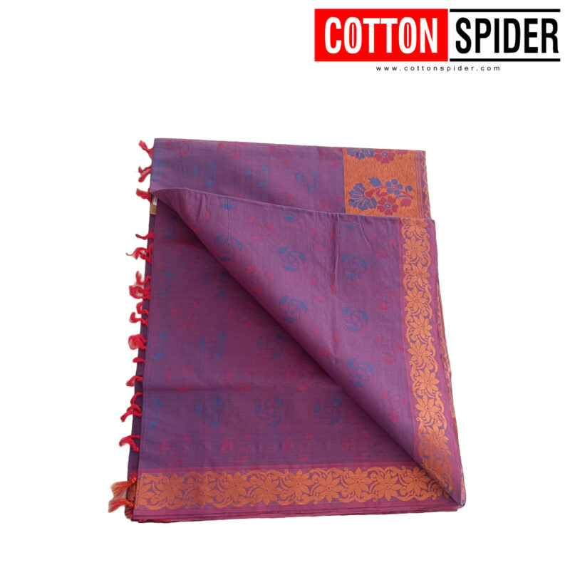 Negamam Purple Saree  With  Golden Border - Image 3