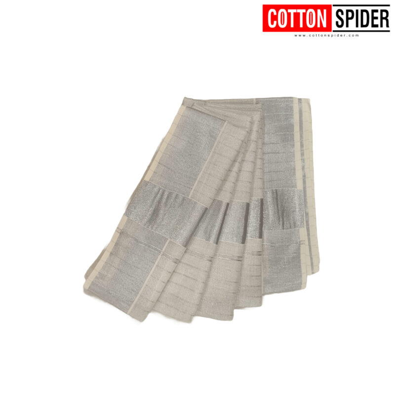 Kerala  Plain White with Silver  Border Saree